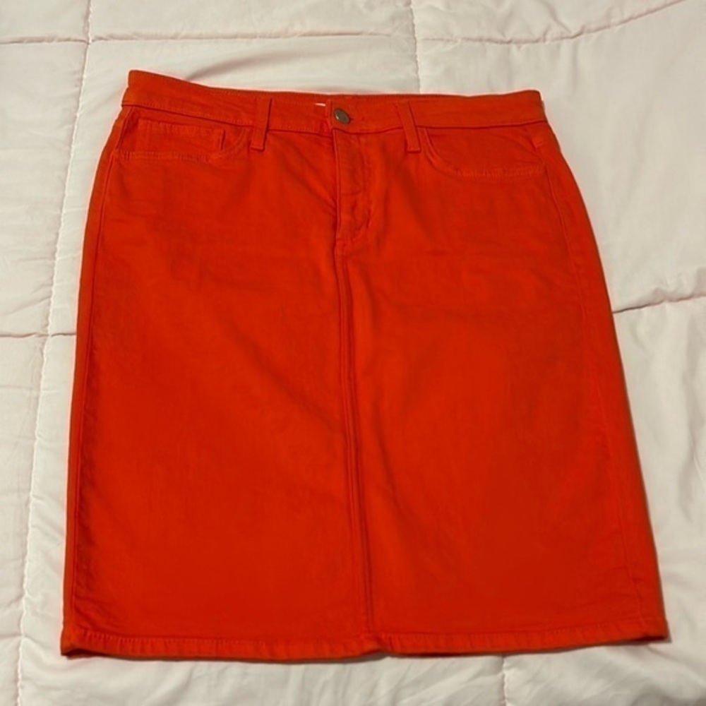 Joe’s jeans orange stretch knee length denim skirt NEW